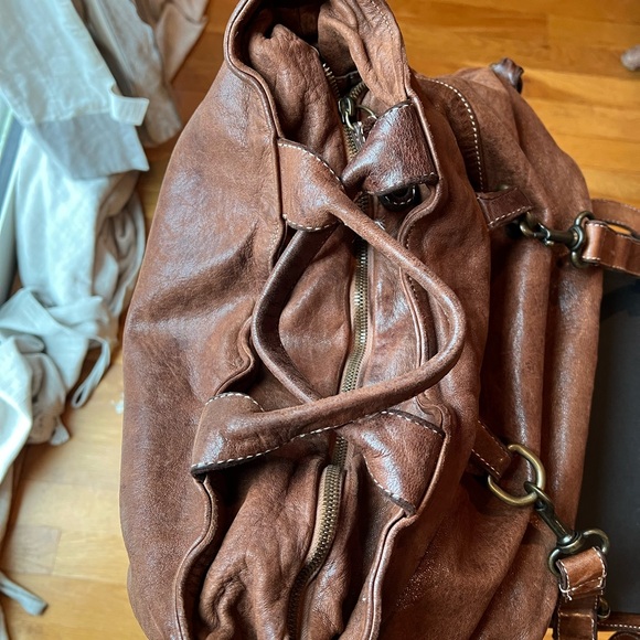 Langellotti made in Italy Leather Woven Convertible Backpack Tote Bag - Picture 6 of 6